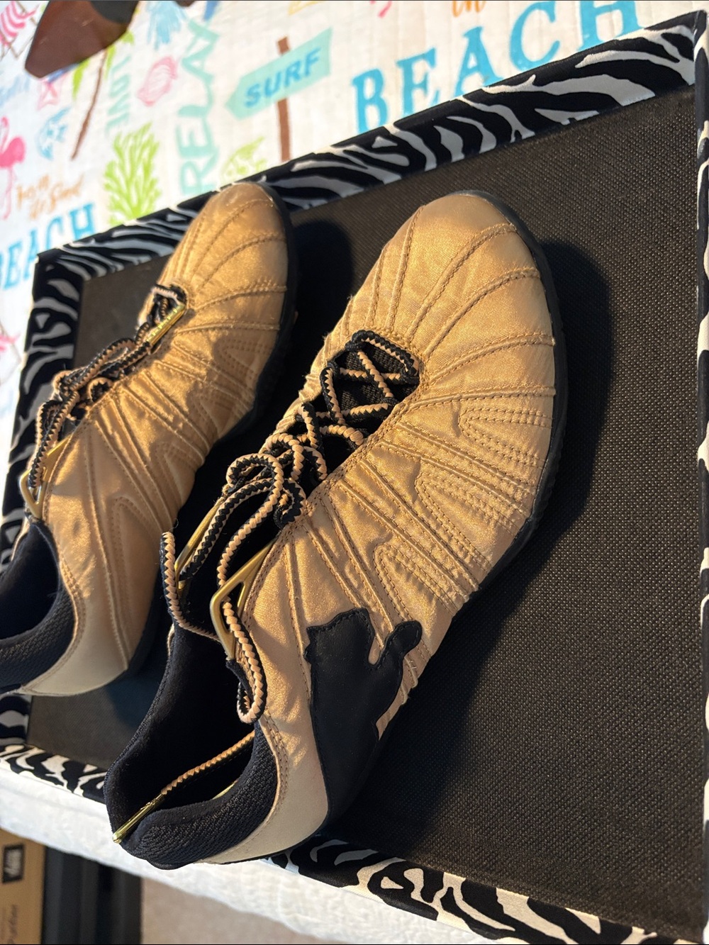 Puma Gold and Black Women's Athletic Shoes